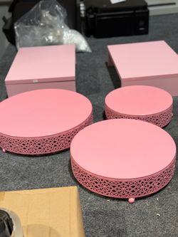 Pink Metal Cake Stand Set