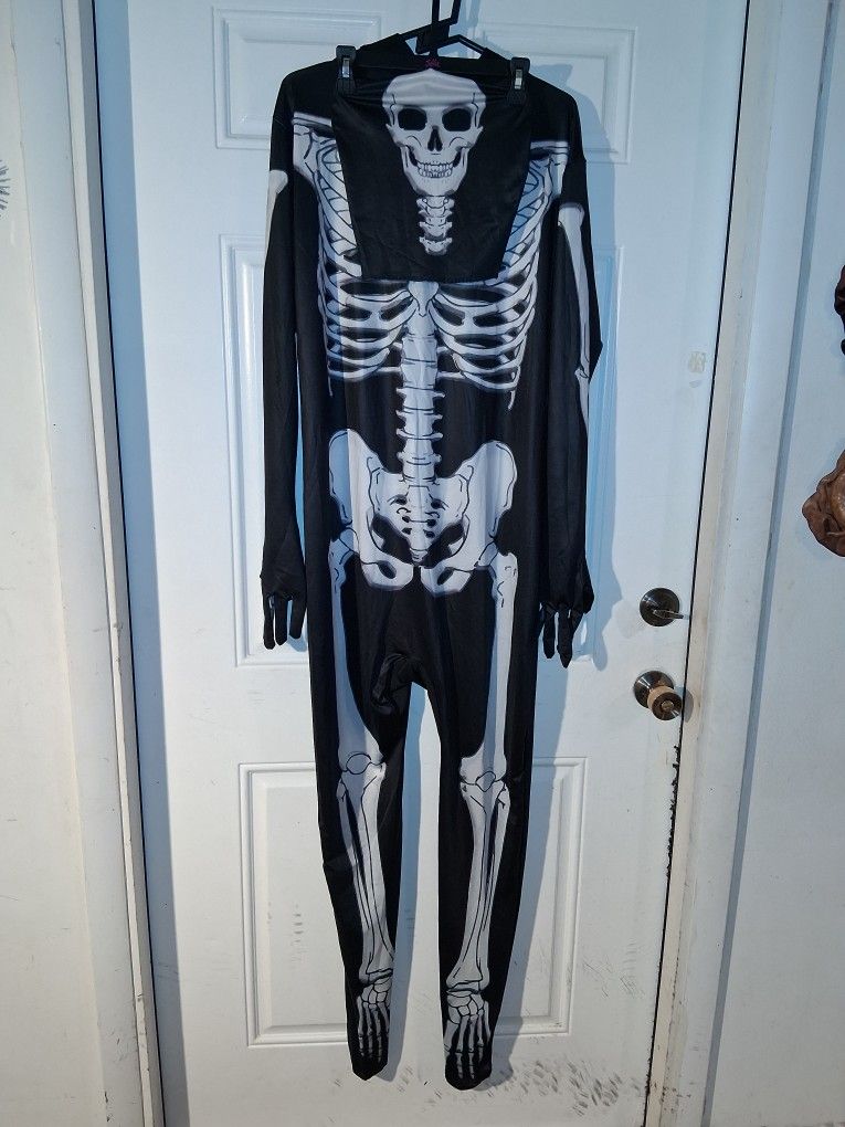 HALLOWEEN "skeleton costume w/mask ADULT MENS L" $5