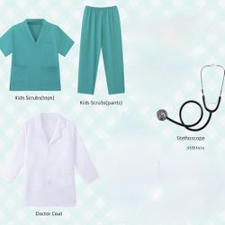Unisex Teal Kids Doctor Play Set Costume 10-12