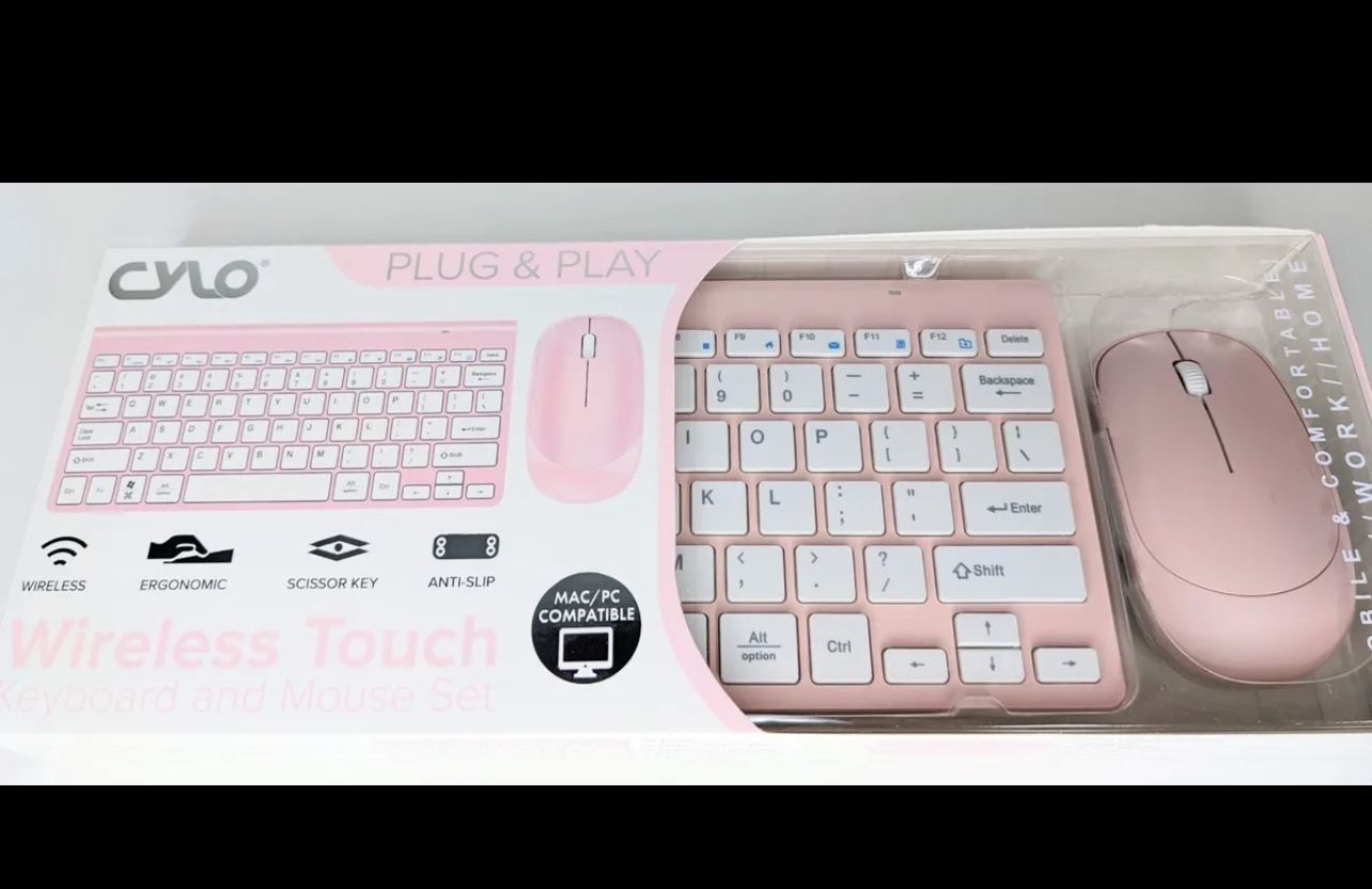 new pink wireless keyboard and mouse set