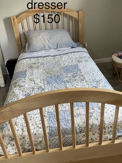 Twin Bed, Dresser, Mirror, Book Shelf