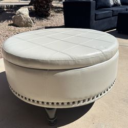 Cream Convertible Ottoman/Table with storage 