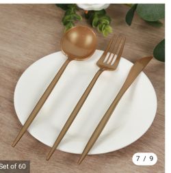 New Dark Gold Disposable Utensils   Great for a wedding party. 