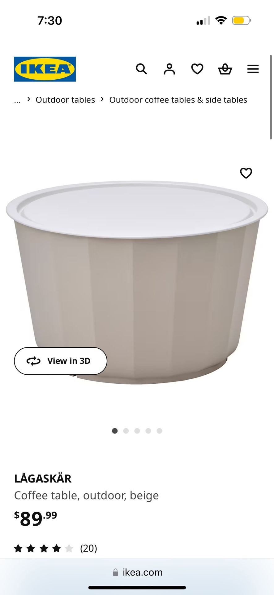 IKEA Storage Table - LÅGASKÄR Coffee table, outdoor, beige
