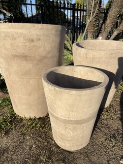 Tall Cone Terracotta Planters- Antique Finish Terracotta Pots($270 set of 3)