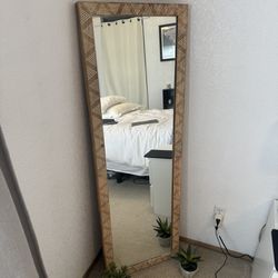 Full Length Mirror With Wood Border