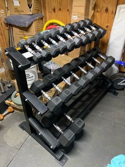 Rubber Coated Dumbbells Set With Rack