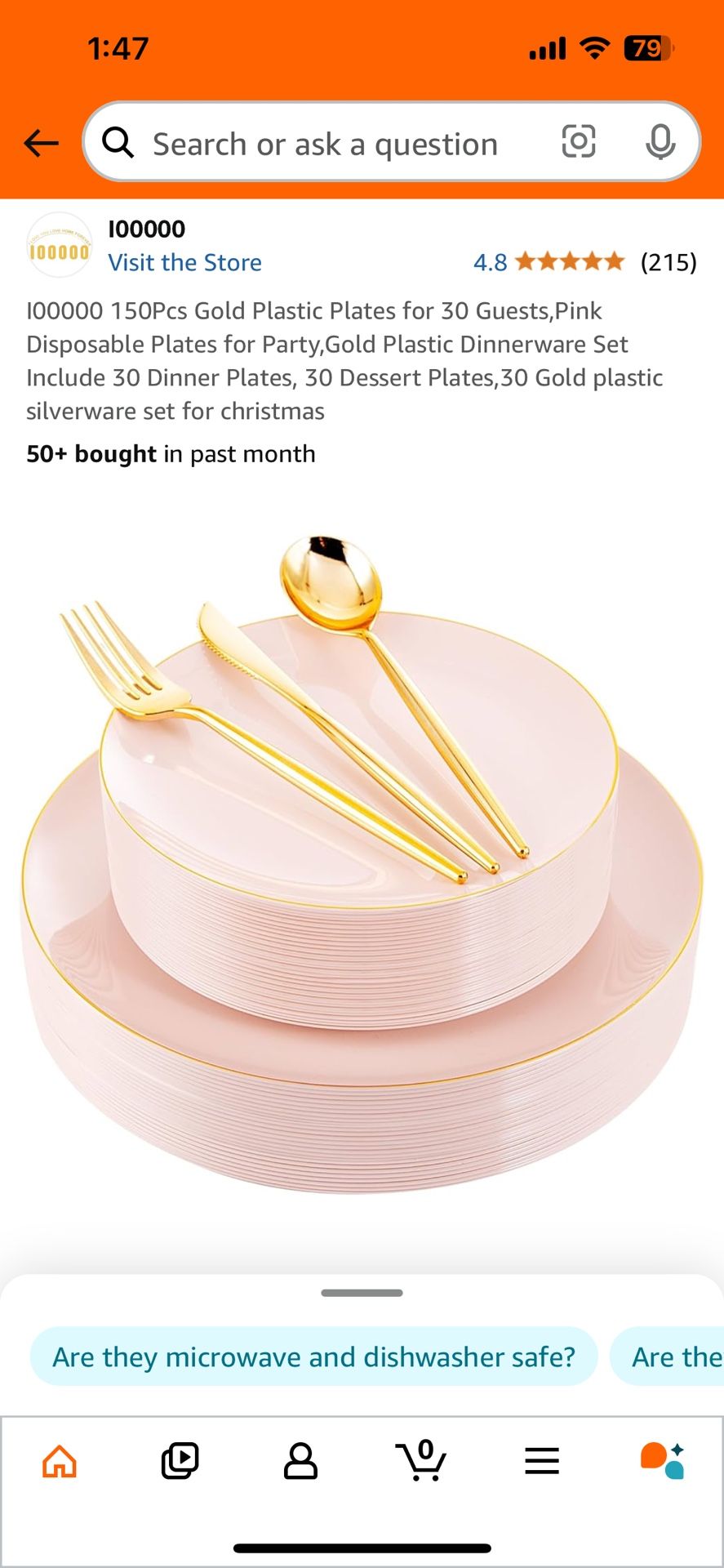 Pink And Gold Disposable Plates And Cutlery For 30 People