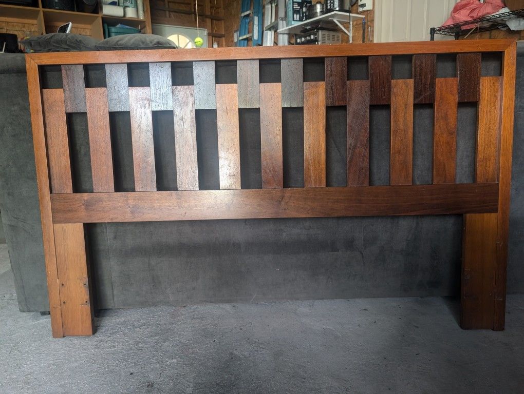 Mid Century Modern Rosewood & Walnut Full Headboard
