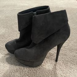 Gray Suede Stiletto Heels 