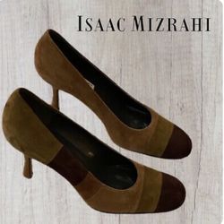 Isaac Mizrahi 9.5 M Tan Brown Suede 3.5" High Heel Pumps
