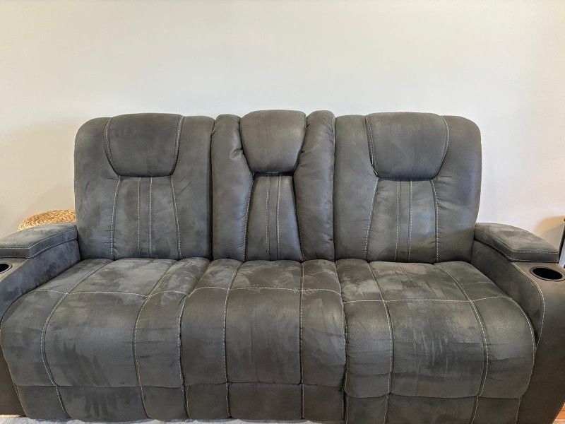 Viking Graphite Reclining Sofa – Good Condition 