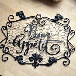 Black Metal “Bon Appétit" wall sign rustic farmhouse design Wall Home Decoration