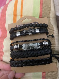 Men’s fashion black bracelet $7 each $5 each