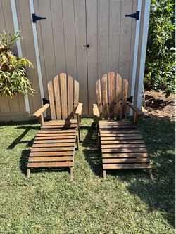 Teak Adirondack Chairs with Footstools