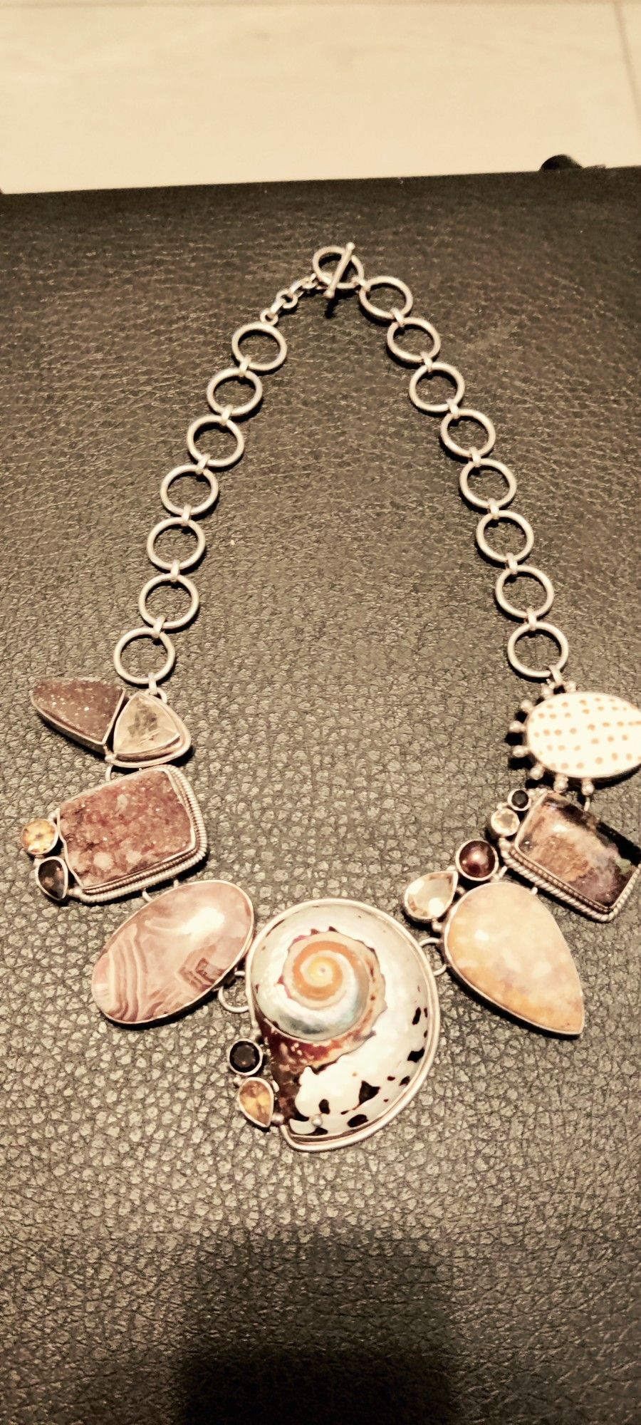 Beautiful Sterling Shell And Semi Precious Stones 