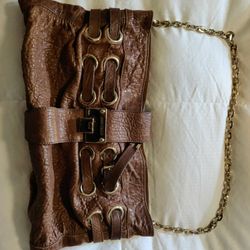 Jimmy Choo Brown Leather Riki Chain Shoulder Bag


