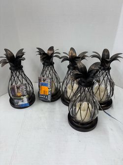 12.5 in. Aged Bronze Outdoor Patio LED Candle Pineapple Lantern $15 each