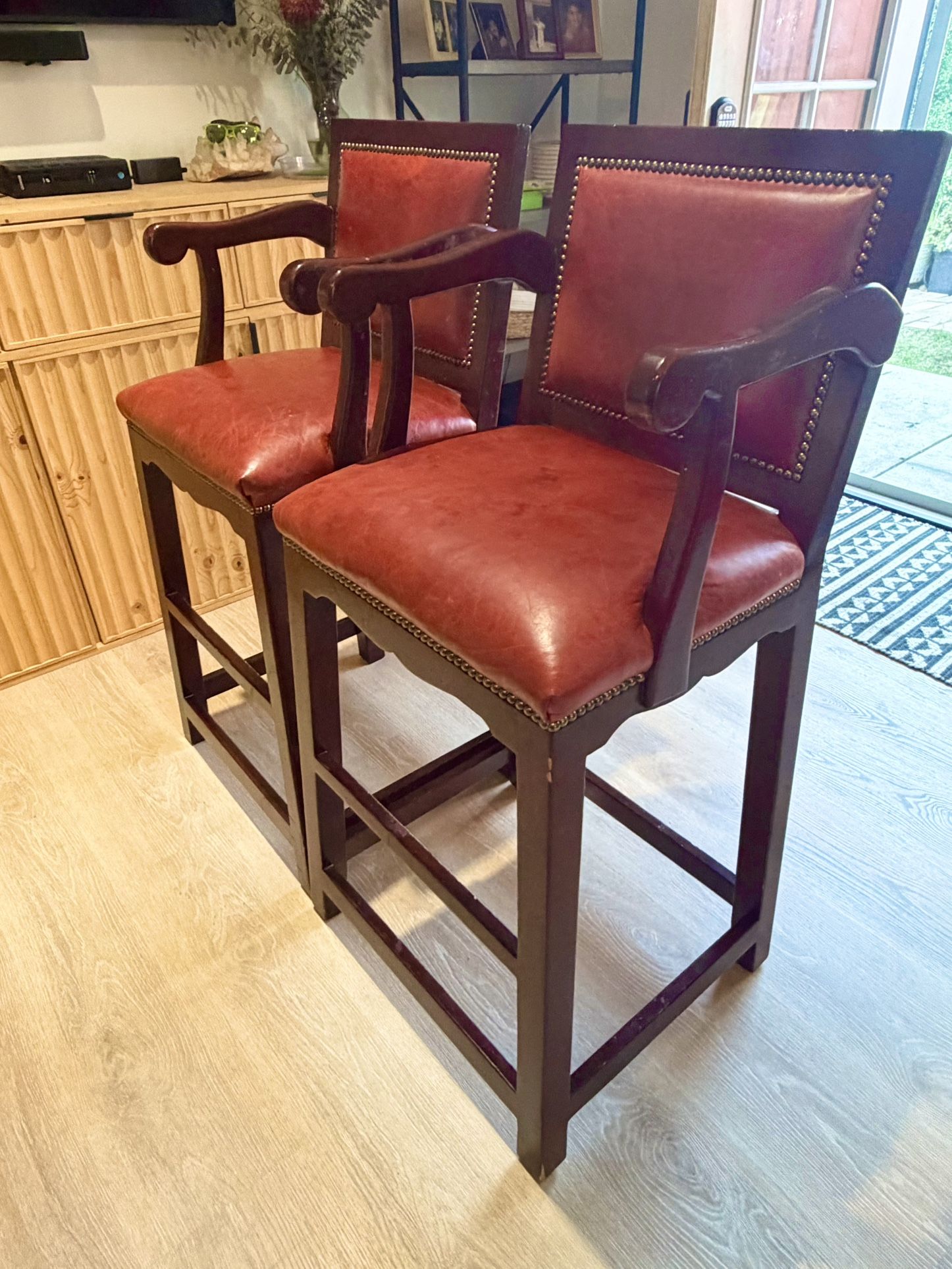 Red Leather Bar Stools 