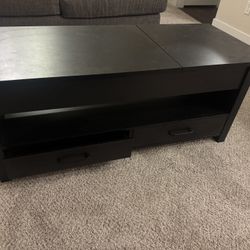 Black Lift-Top Coffee Table with Storage & Drawers