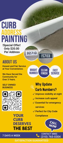Address NUMBERS ON CURB $20