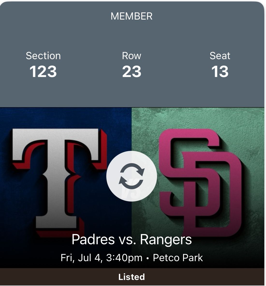 Padres 🆚 Rangers