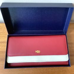 🎁🌹Always Be Secure Women's Leather Clutch Wristlet Wallet RED IVORY New in Box