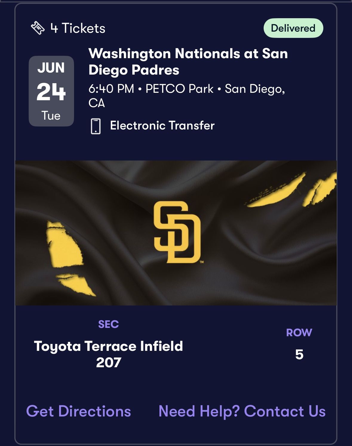 6/24 San Diego Padres Tickets