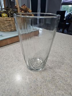 Clear Glass Vase with Ribbed Design