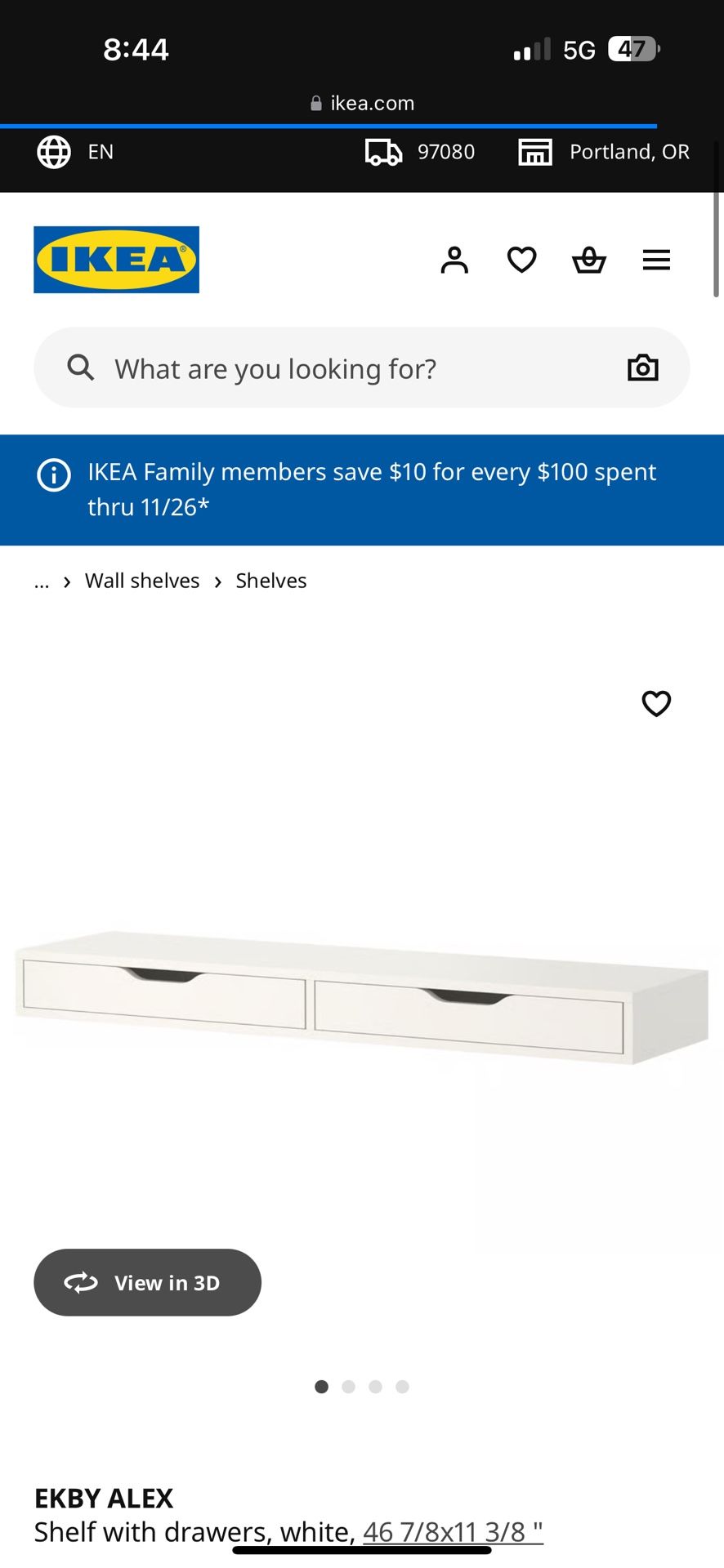 IKEA Shelf With Drawers White 