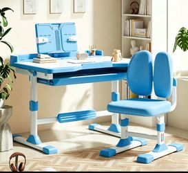 Kids Adjustable Study Desk & Chair Set -with LED light Ergonomic