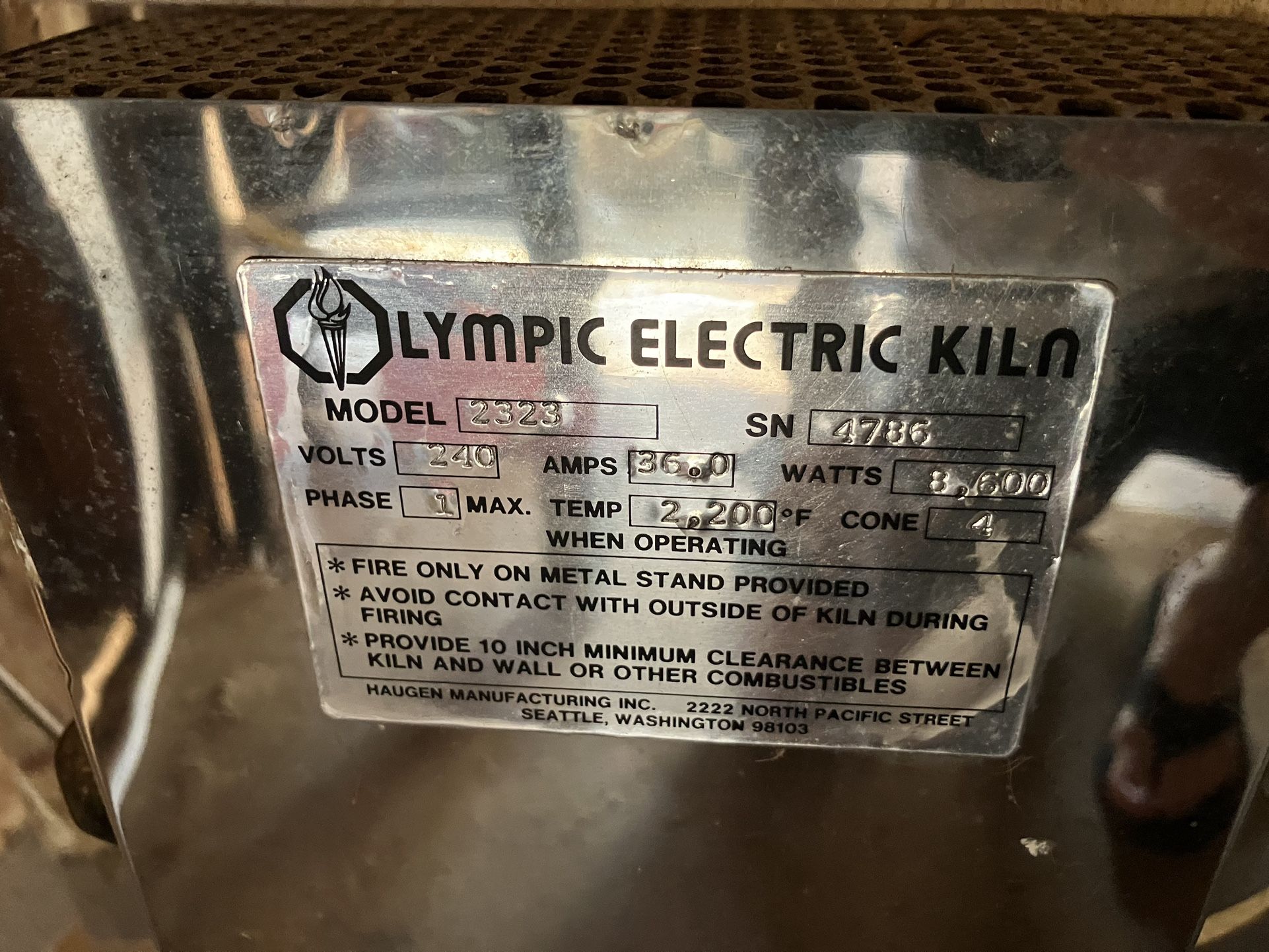 Olympic Electric Kiln Model 2323