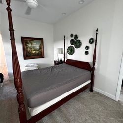 Queen size mahogany, solid wood poster bed frame