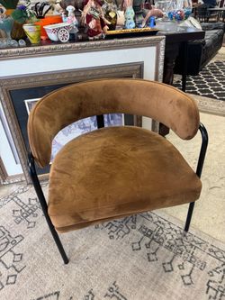 Modern Accent Chair Brown Velvet Black Frame
