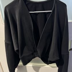 Black Medium Stylish Cropped Thick Sweatshirt 