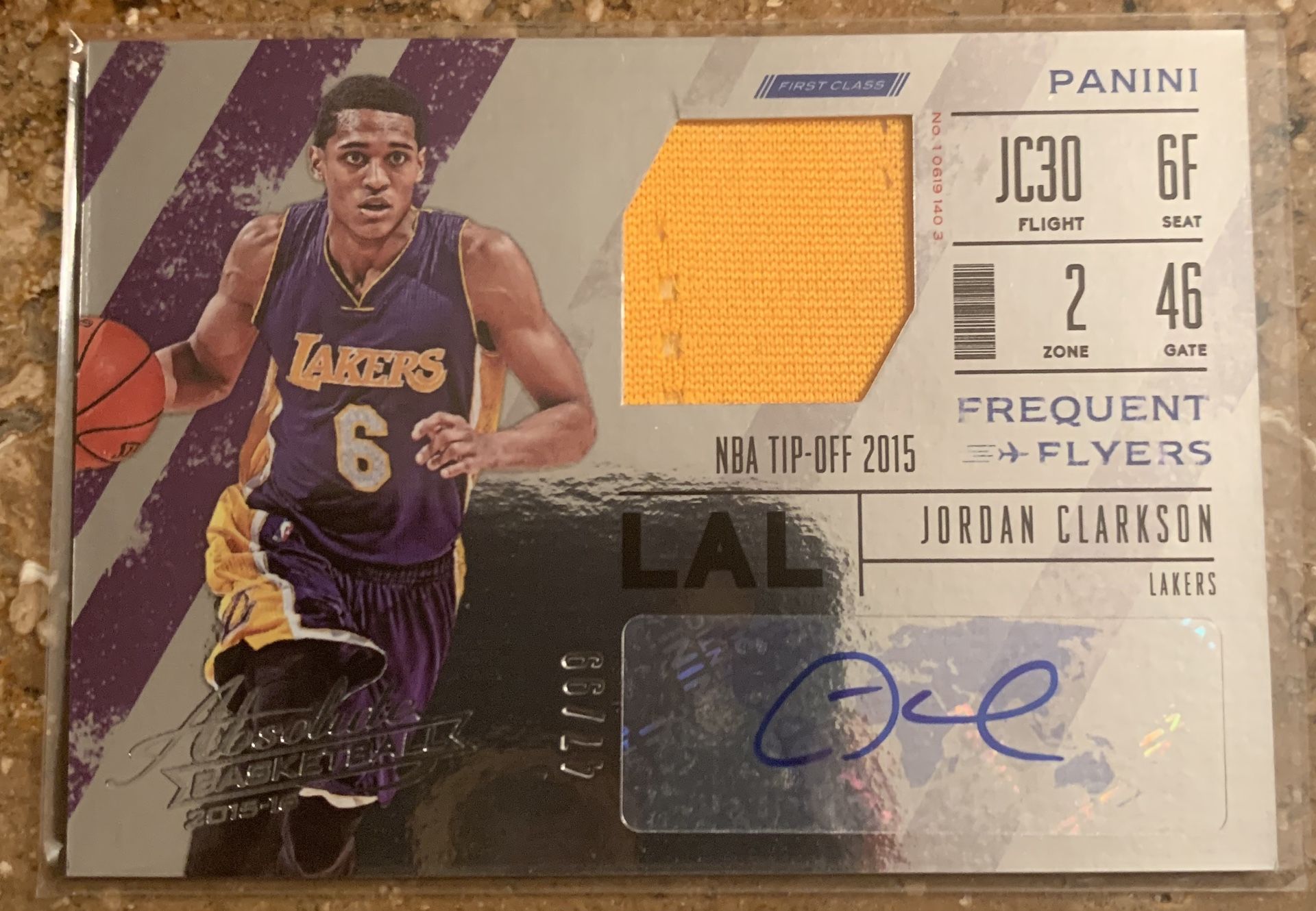 Los Angeles Lakers Jordan Clarkson auto patch card!!