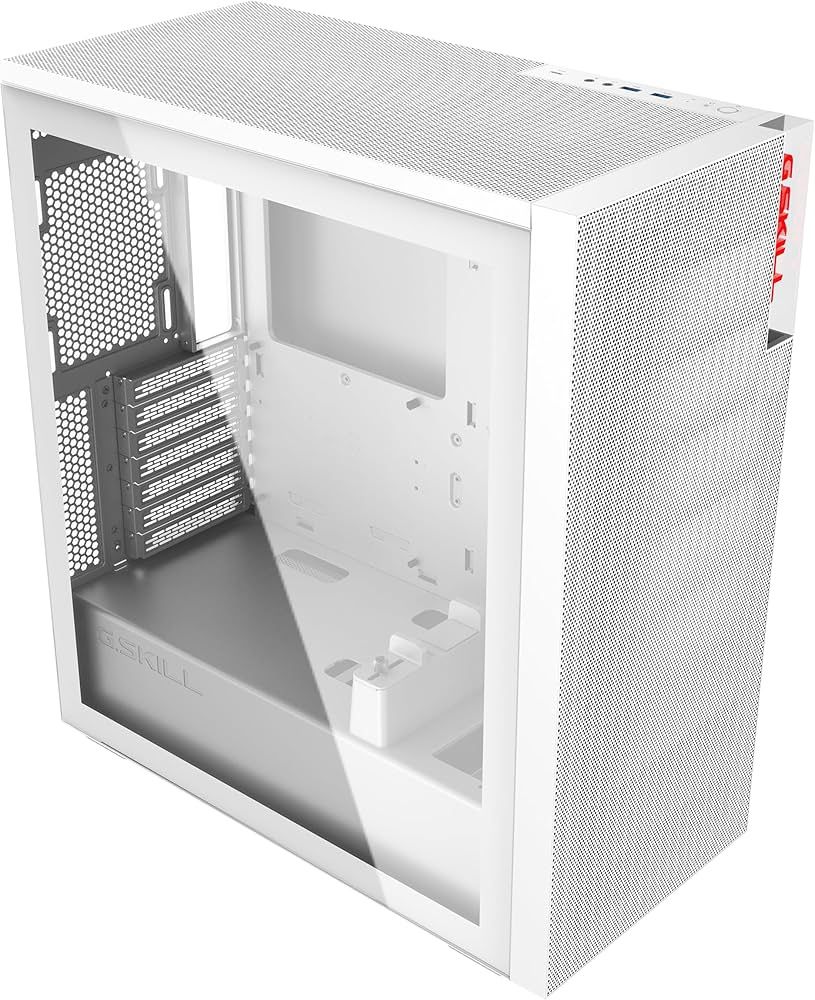 G.SKILL MD1 Mid-Tower ATX Computer Case with Tempered Glass Side Panel, Front Mesh Panel - White (GC-AWGW1-MD1)