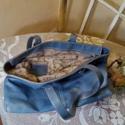 AUTHENTIC Coach Womens Tote Carry Shoulder Bag Dark Teal Outside Coach Brown Inside 19x10