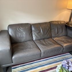 Gray Leather Couch Sofa From Macys