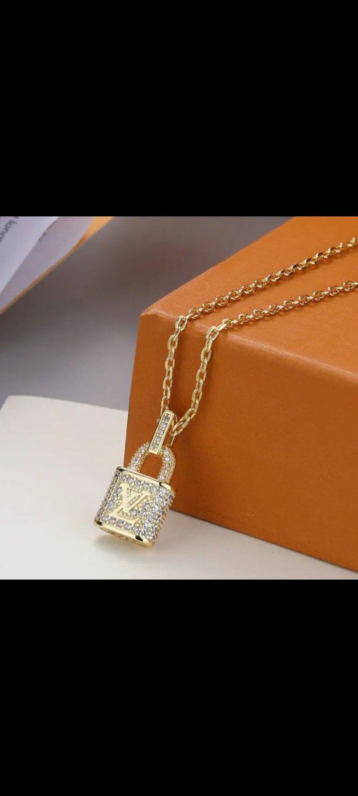 Fashion Bling Lock Necklace 