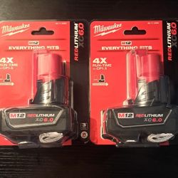 2 PCS MіІwaukеe 48-11-2460 M12 12V RED LITHIUM XC 6.0 Extended Capacity Battery