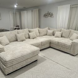 Gourges XL Sectional Super Deep Large Corduroy Beige $2499