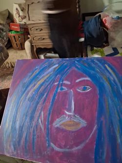 Original Abstract Face Painting on Canvas
