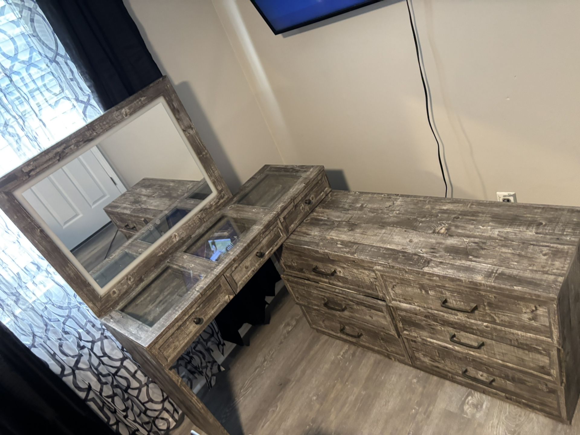 Wood Vanity W/ Turning Mirror