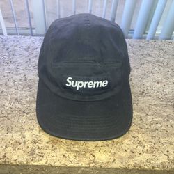 Black Supreme Hat With Leather Strap 