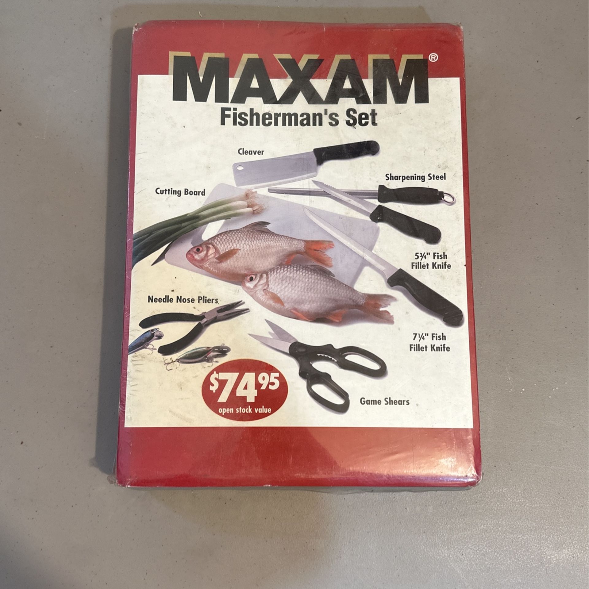 Maxam 7 Piece Fisherman's Knife Set With Carrying Case - NEW