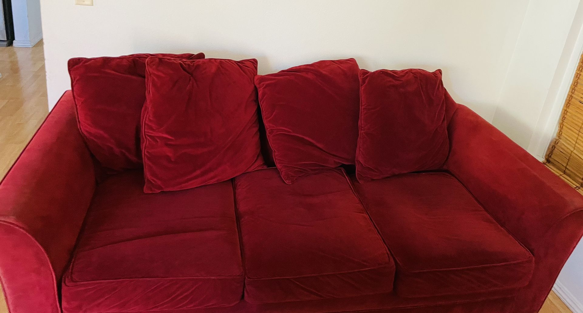 Sofa Couch Comfy Red Velvet