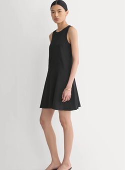 Everlane black 100% triacetate trapeze sleeveless mini dress, size 2