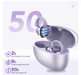 Open Ear Earbuds, Wireless Earbuds, Bluetooth Headphones with Mic, Adaptive Noise Cancelling Calls, Bluetooth 5.4, 50H Playtime, Light Weight, Clip On