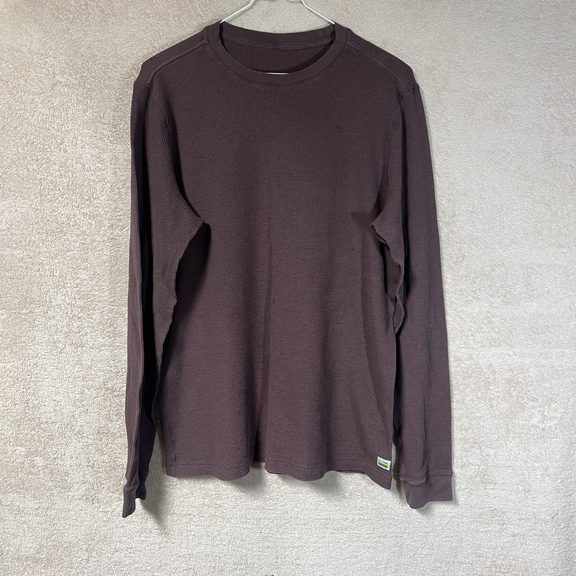 Vuori Waffle Crew Long Sleeve Thermal Shirt Mens Medium Burgundy